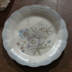 Floral Patterned Plate - Gray and blue. Mikasa Grand Manner, 13 inch
